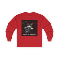 Cat Furiously Opening a Gift Unisex Ultra Cotton Long Sleeve Tee – Whimsical Design for Everyday Wear