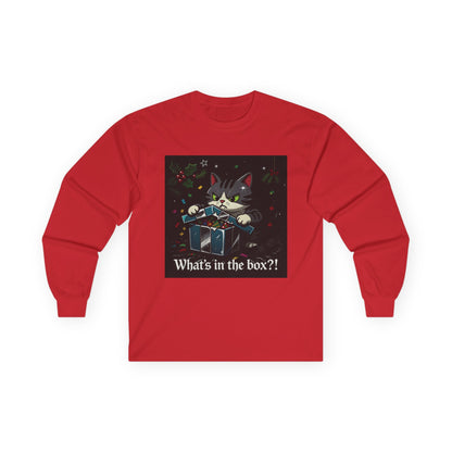 Cat Furiously Opening a Gift Unisex Ultra Cotton Long Sleeve Tee – Whimsical Design for Everyday Wear