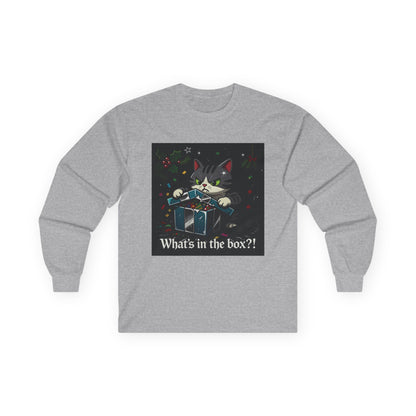 Cat Furiously Opening a Gift Unisex Ultra Cotton Long Sleeve Tee – Whimsical Design for Everyday Wear