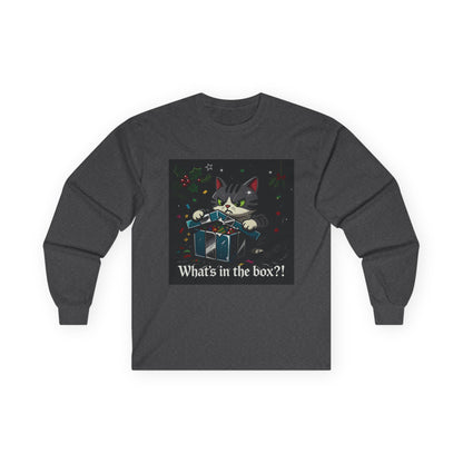 Cat Furiously Opening a Gift Unisex Ultra Cotton Long Sleeve Tee – Whimsical Design for Everyday Wear