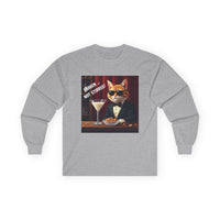 Spy Cat Drinking Milk Martinis Unisex Ultra Cotton Long Sleeve Tee – Sleek Design for Bold Style