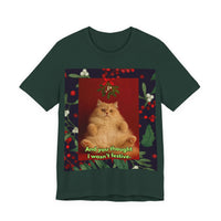 Festive Holiday Cat Unisex Jersey Short Sleeve Tee – Soft Cotton & Sustainable Design