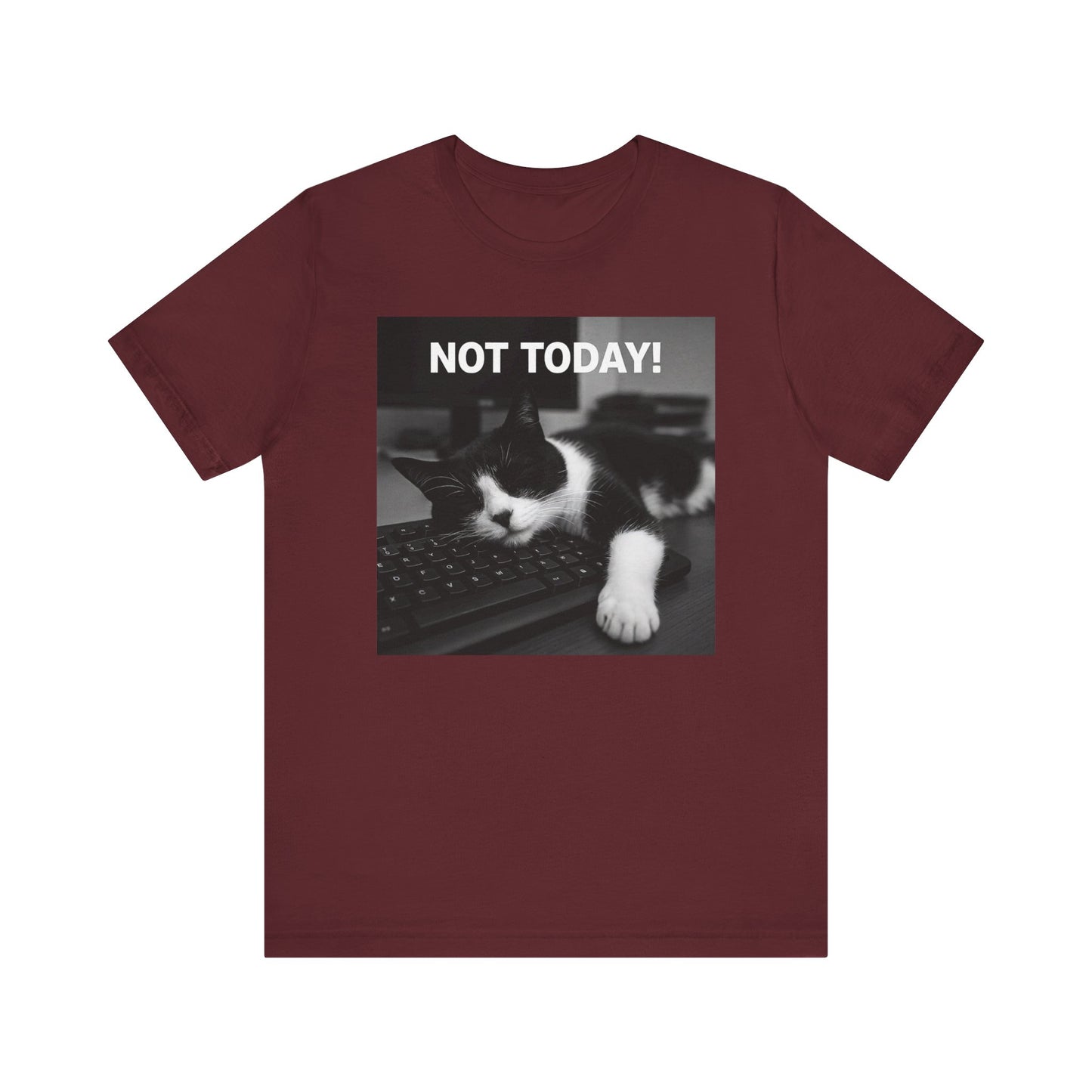 Not Today Cat Nap T-Shirt - Unisex Jersey Short Sleeve Tee - Funny Tech Cat Graphic Shirt
