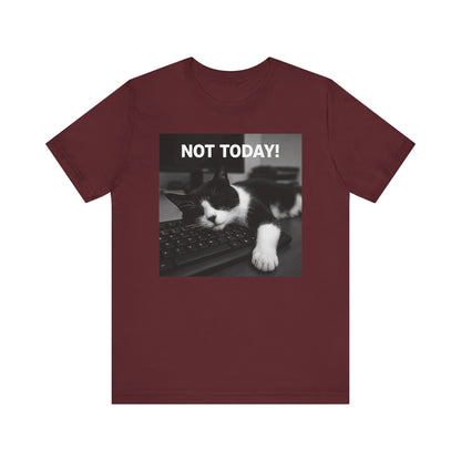 Not Today Cat Nap T-Shirt - Unisex Jersey Short Sleeve Tee - Funny Tech Cat Graphic Shirt