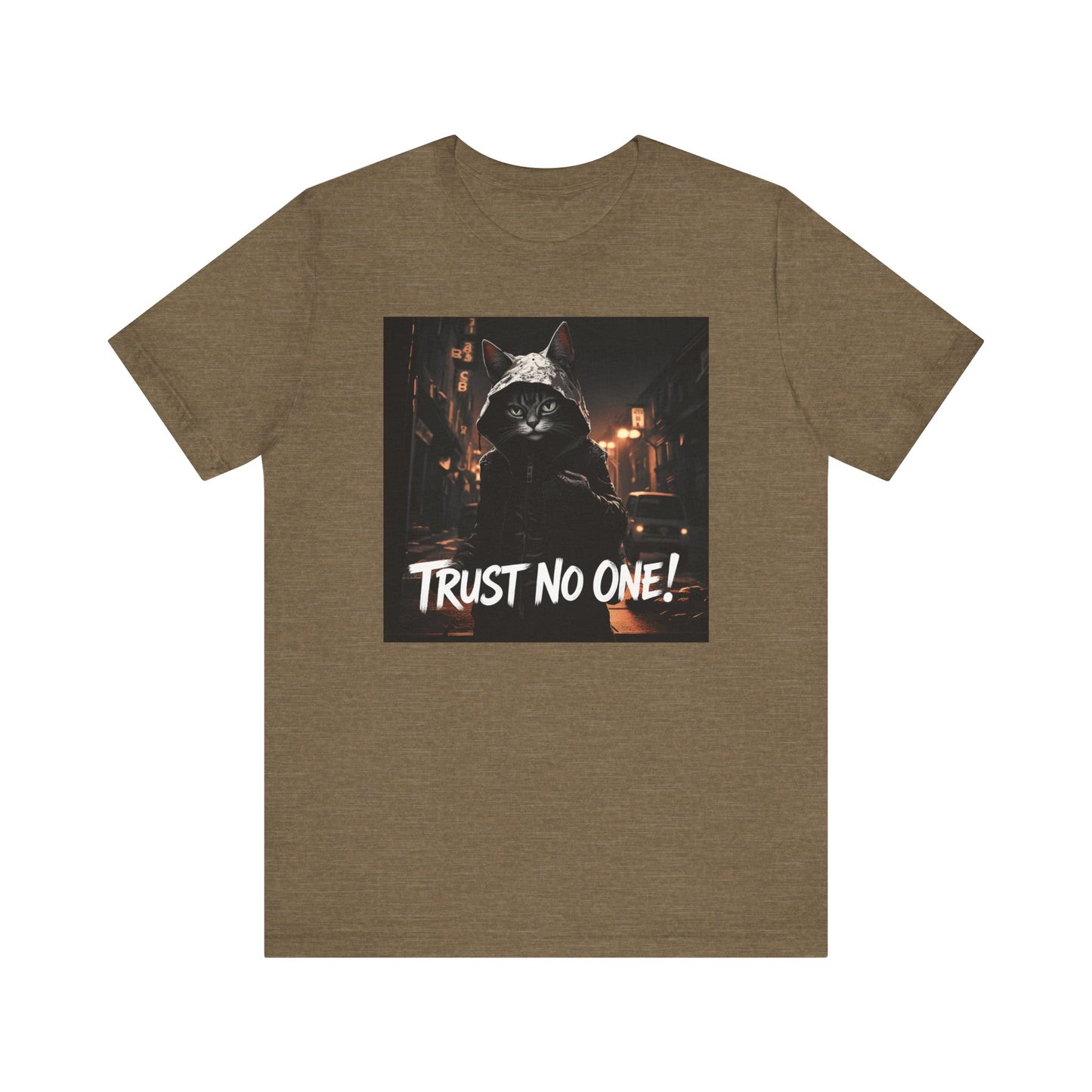 Trust No One Cat in Alley T-Shirt - Unisex Jersey Short Sleeve Tee - Playful Cat Graphic Shirt