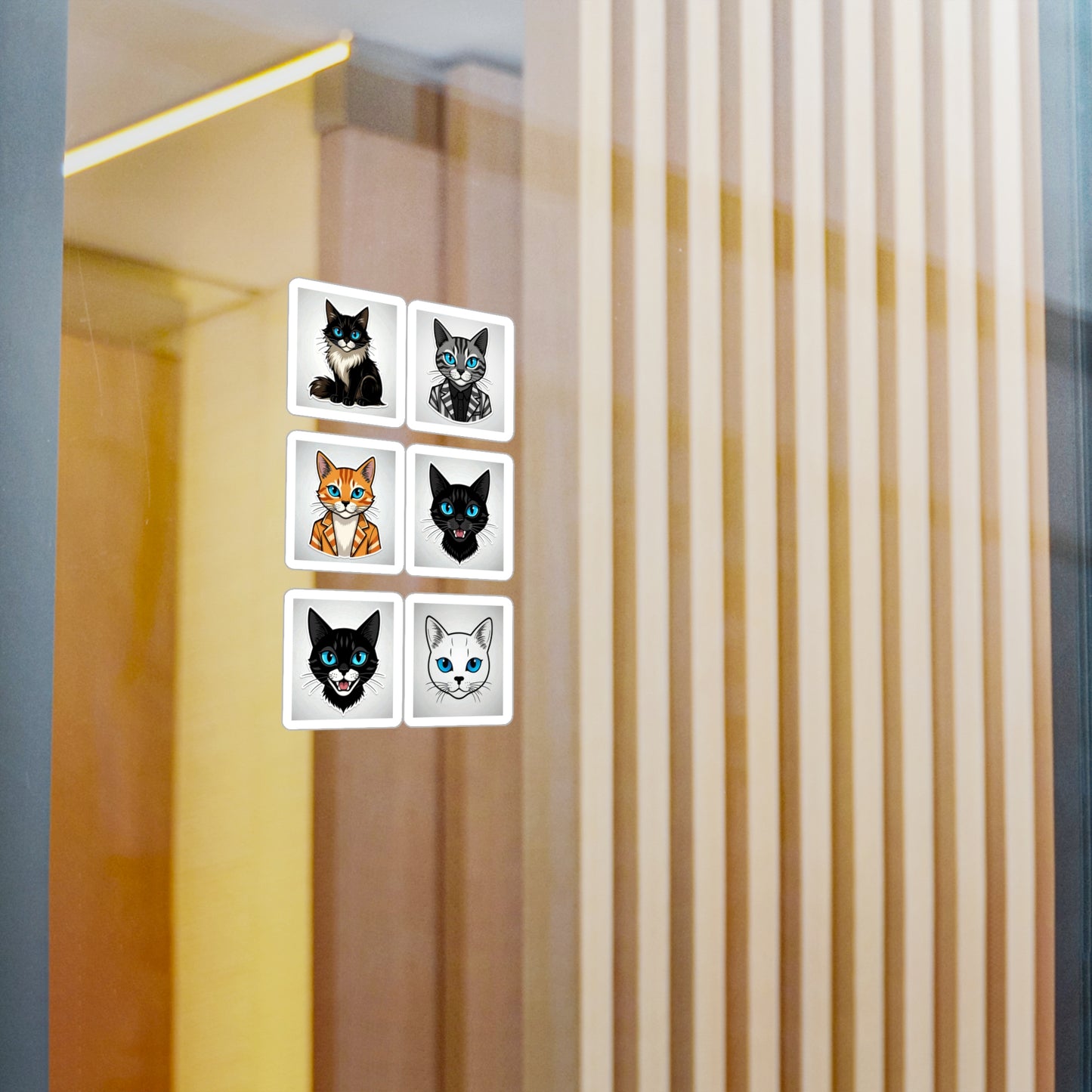 Cat Character Cartoon Stickers Kiss-Cut Vinyl Decals (4 Sizes) – Satin Finish & Durable Design  s