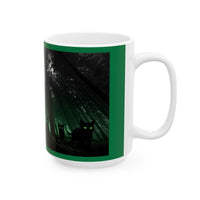 Group of Cats Walking Through the Woods Accent Coffee Mug (11oz, 15oz) – White Ceramic with Colored Interior & Handle | Glossy Finish & Lead/BPA-Free