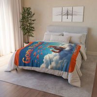 Orange Tabby Cat Dreaming of Fishing for Goldfish Fleece Sherpa Blanket – Cozy & Whimsical for Any Room