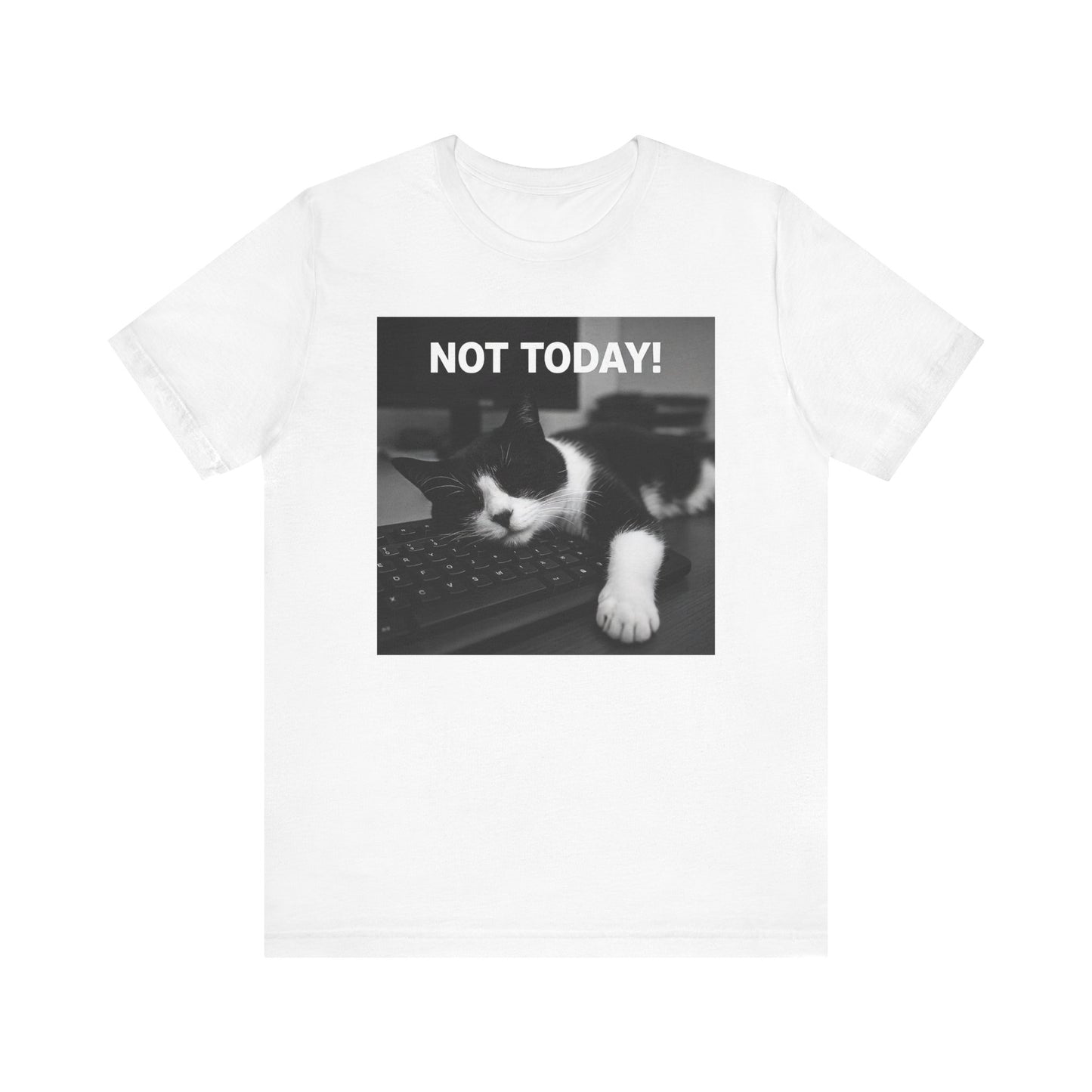 Not Today Cat Nap T-Shirt - Unisex Jersey Short Sleeve Tee - Funny Tech Cat Graphic Shirt