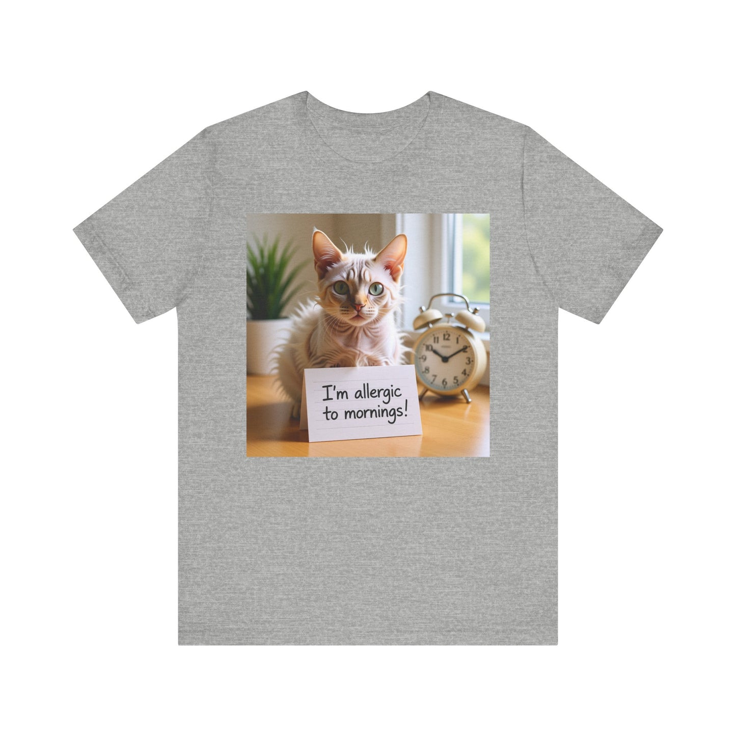 I'm Allergic to Mornings Cat T-Shirt - Unisex Jersey Short Sleeve Tee - Funny Grumpy Cat Graphic Shirt