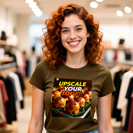 Upscale Your Tofu T-Shirt - Unisex Jersey Short Sleeve Tee - Food-Themed Graphic Shirt