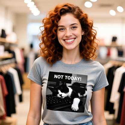 Not Today Cat Nap T-Shirt - Unisex Jersey Short Sleeve Tee - Funny Tech Cat Graphic Shirt