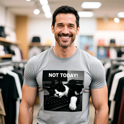 Not Today Cat Nap T-Shirt - Unisex Jersey Short Sleeve Tee - Funny Tech Cat Graphic Shirt
