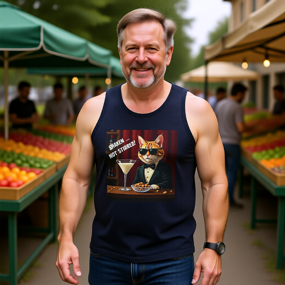 Spy Cat Enjoying a Milk Martini in a Nightclub Unisex Jersey Tank – Sleek Design for Bold Style