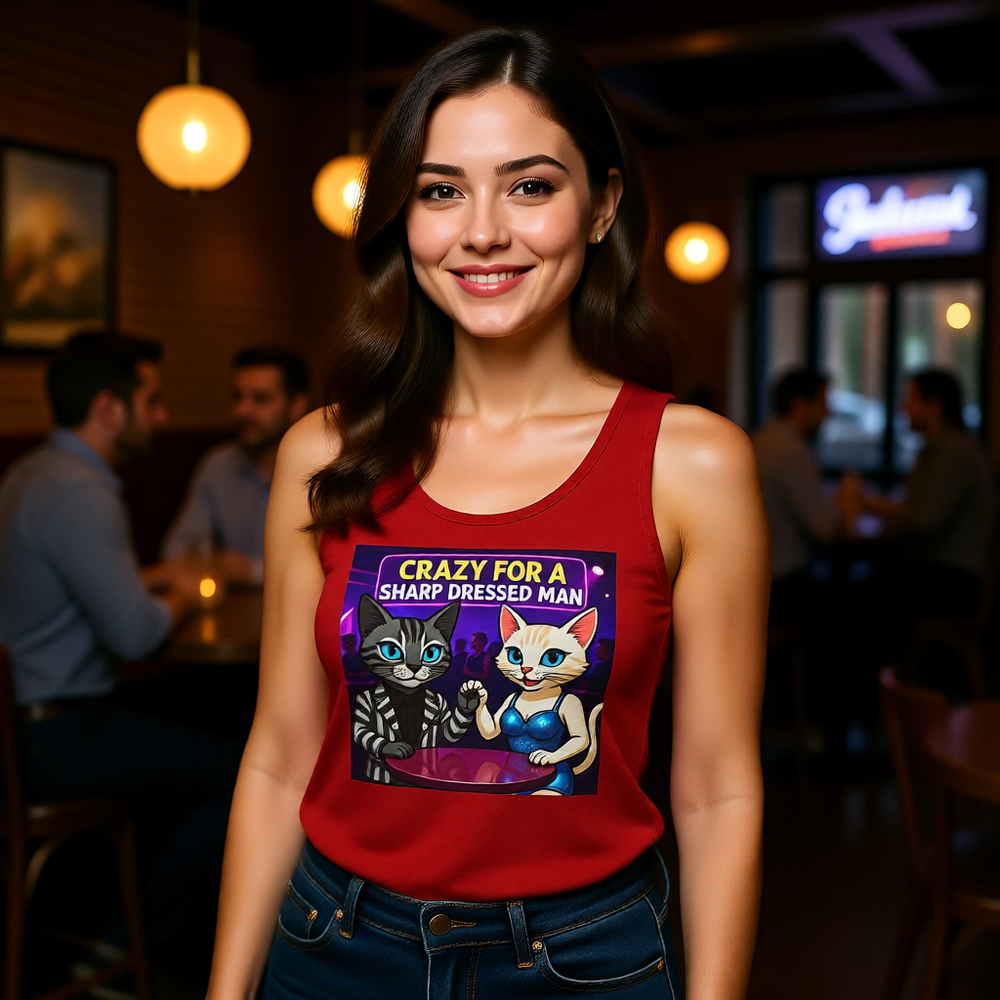 Two Cats Flirting with Each Other Unisex Jersey Tank – Playful Design for Everyday Wear