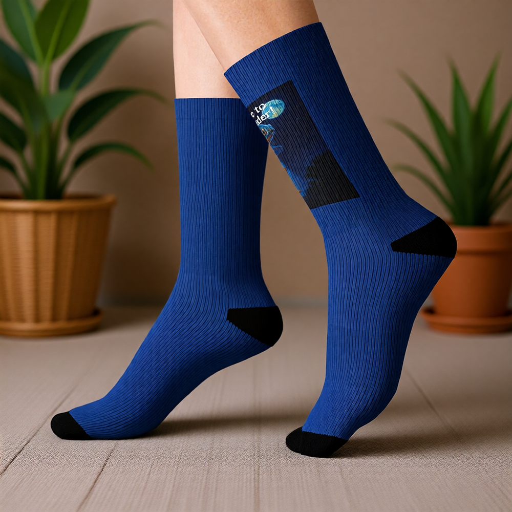 Cat Beamed into an UFO Sublimation Socks – High-Quality Comfort with Sublimated Print | 3 Sizes, Unisex Fit