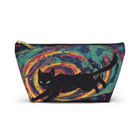 Psychedelic Cat Running Across a Brick Wall Accessory Pouch – T-Bottom Zipper Bag for Cosmetics & More
