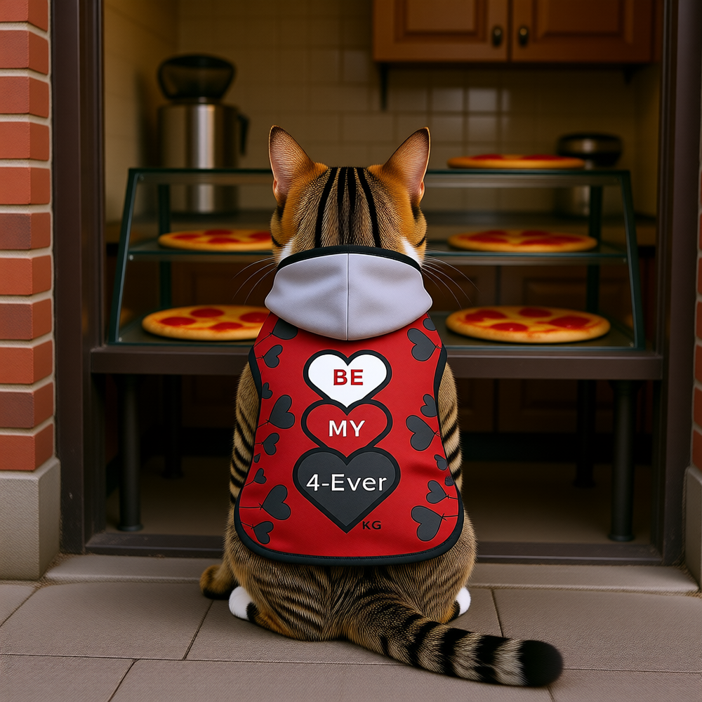 Be Mine 4-Ever Valentine Cat Hoodie – Custom Pet Hoodie with Black/White Rib Color Options
